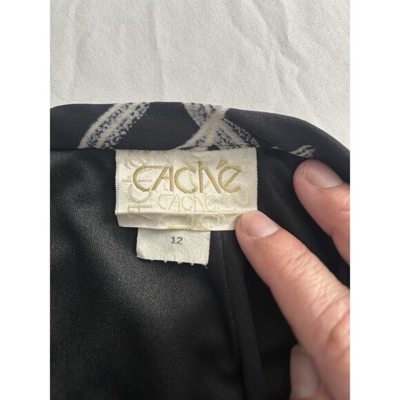 Vintage Cache Geometric Design Maxi Skirt Womens Size 12 Black White USA NWT - Picture 4 of 9